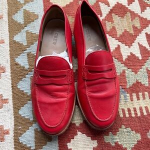 J. Crew Vibrant Red Leather Loafers